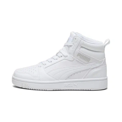 Puma Rebound V6 Mid Big Kids' Sneakers In White-cool Light Gray