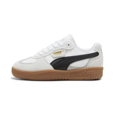 Puma White & Gray Palermo Leather Sneakers In White- Black