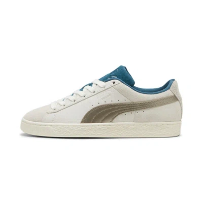 Puma Play Loud Suede Sneakers In Warm White-cold Green