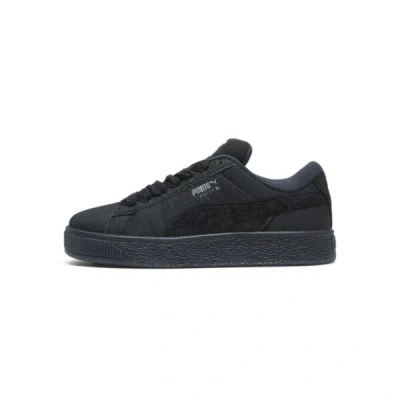 Puma Karmen Woman Sneakers Black Size 7.5 Soft Leather In Flat Dark Gray- Black- Silver