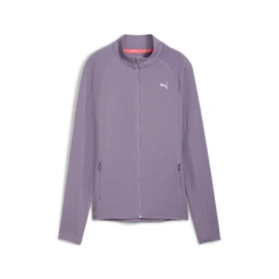 Puma Run For Her Ribbed Full-zip Jacket In Pale Plum