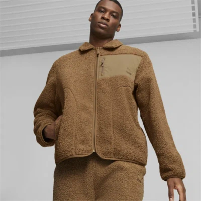 Puma Men's Classic Zip Front Fleece Jacket In Chocolate Chip