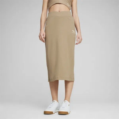 Puma Women's Classics Ribbed Midi Skirt In Oak Branch