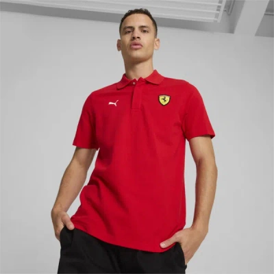 Puma Men's Ferrari Race Short-sleeve Tipped Polo Shirt In Rosso Corsa