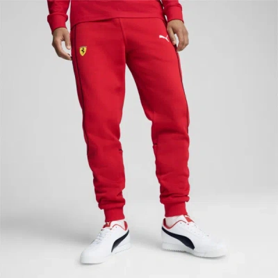 Puma Ferrari T7 Cotton Joggers In Red