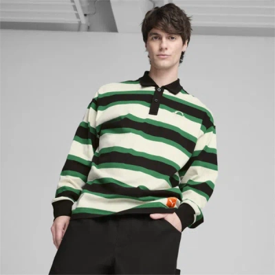 Puma X Carrots Long Sleeve Cotton Polo In Archive Green