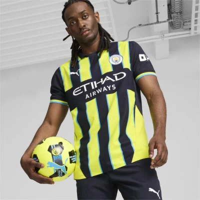 Puma Manchester City 24/25 Away Authentic Men's Soccer Jersey In New Navy-yellow Glow