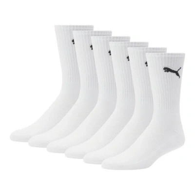 Puma Men's Half-terry Crew-length Socks [3 Pairs] In White / Black