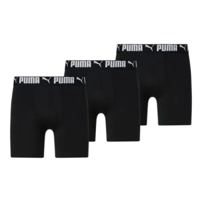 Puma Men's Athletic Boxer Briefs 3 Pack In Black / White