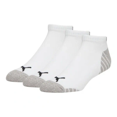 Puma Men's Half-terry Low Cut Socks (3 Pairs) In White / Black