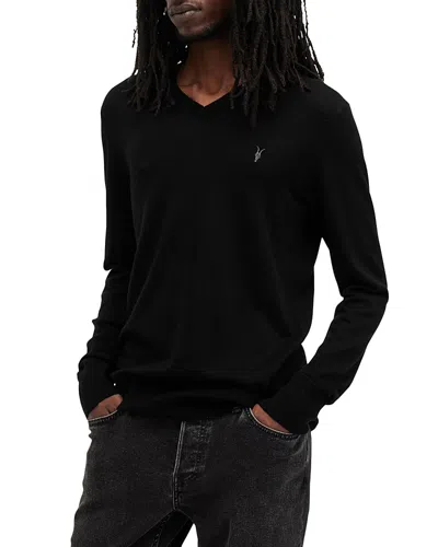 Shop Allsaints Mode Slim Fit Merino V Neck Sweater In Black