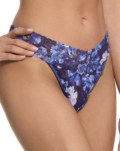 Shop Hanky Panky Original-rise Printed Lace Thong In Nightfall