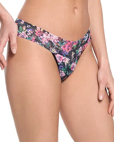 Hanky Panky Printed Signature Lace Original Rise Thong In Dark Peony
