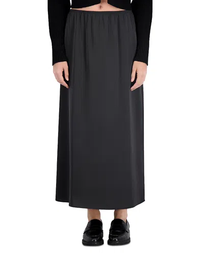 Point Satin Maxi Skirt In Black