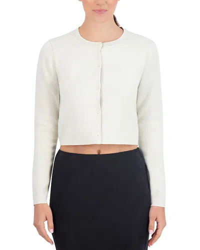 Point Cropped Crewneck Cardigan In Oatmeal