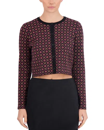 Point Cropped Crewneck Cardigan In Geo