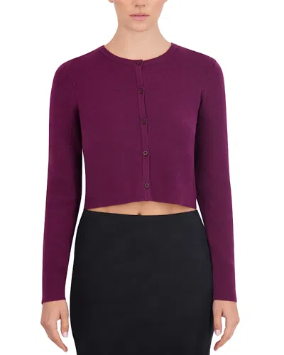 Point Cropped Crewneck Cardigan In Cabernet