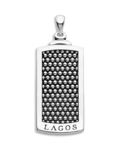 Lagos Anthem Caviar Beaded Tag Amulet In Silver
