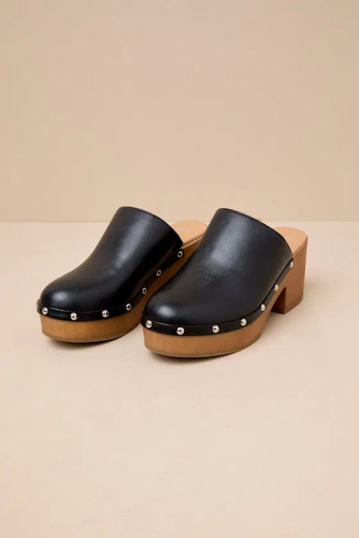 Lulus Romain Black Studded Platform Clogs In Black