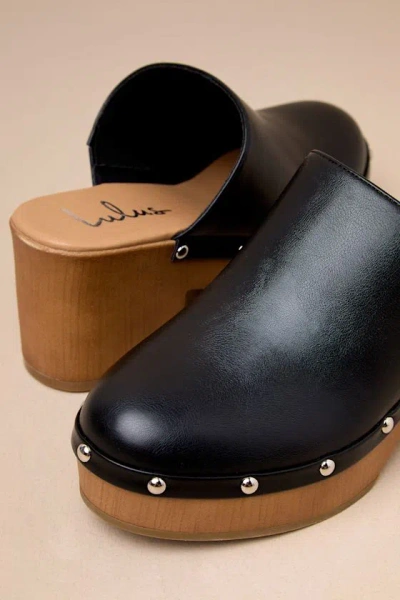 Lulus Romain Black Studded Platform Clogs In Black