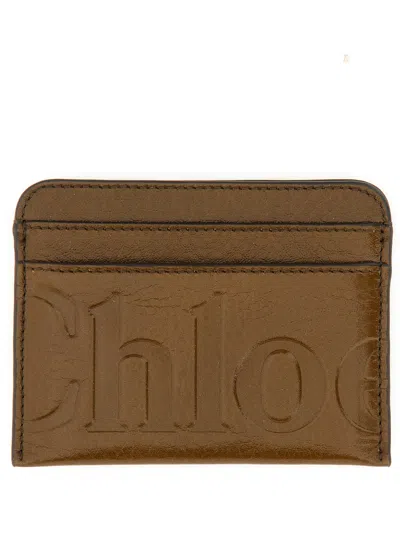 Chloé Chloe' Women Leather Card Holder In Brown