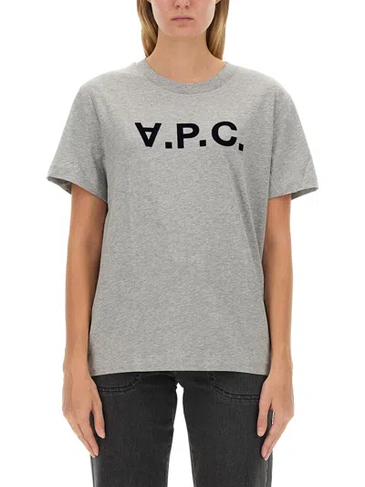 Apc A.p.c. T-shirt Con Logo In Grey