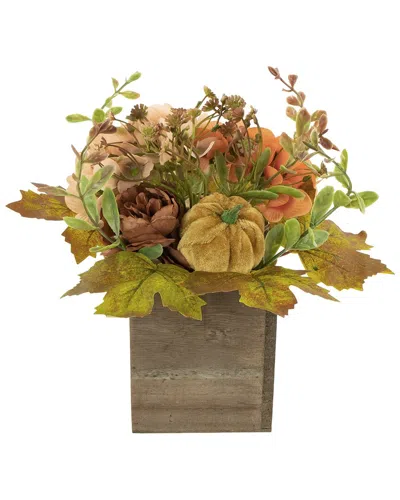 Northlight 10in X 8in Wooden Box Fall Thanksgiving Tabletop Decor In Orange