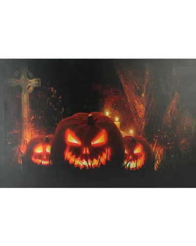 Northlight Led Lighted Jack-o-lanterns In A Cemetery Halloween Wall Decor In Black