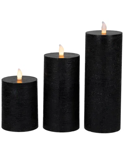 Northlight Set Of 3 Flameless Flickering Led Halloween Candles In Black