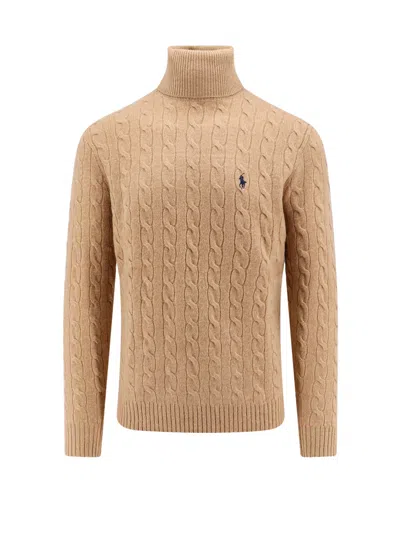 Polo Ralph Lauren Long Sleeves Pullover Wool Cashmere In Beige
