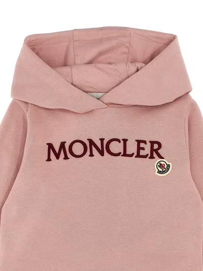 Moncler Logo Embroidery Hoodie In Pink