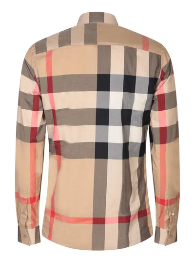 Shop Burberry Summerton Check Motif Beige Shirt