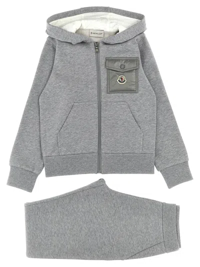 Moncler Complete Hoodie + Joggers In Gray