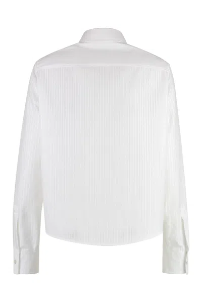 Hugo Boss Boss White Vertical Stripe Cotton Shirt In White