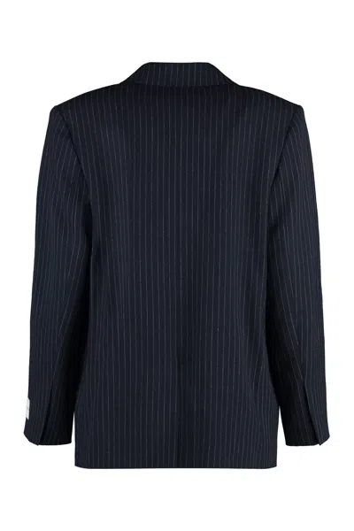 Shop Calvin Klein Pinstripe Blazer In Blue