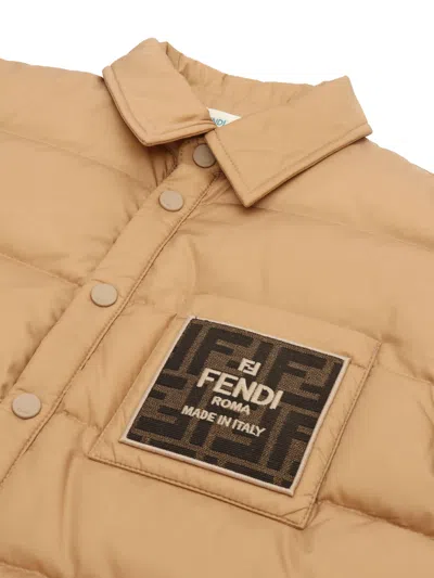 Fendi New Nylon Down Jacket In Beige