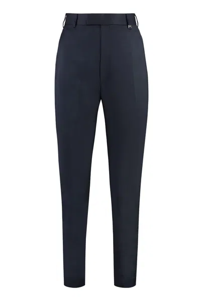 Vivienne Westwood Wool Cropped Trousers With Belt Loops In Blue