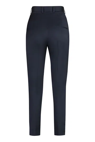 Vivienne Westwood Wool Cropped Trousers With Belt Loops In Blue
