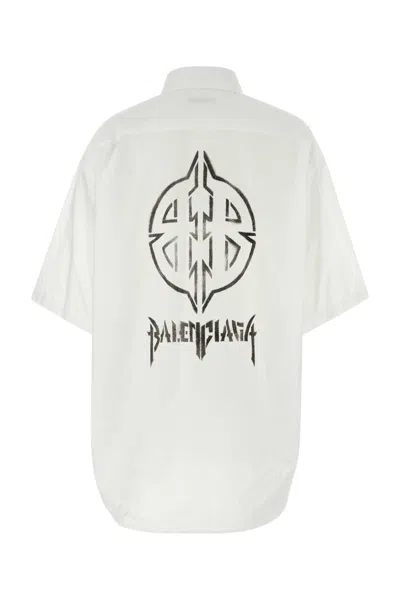 Balenciaga Women's Poplin Oversize Shirt In White