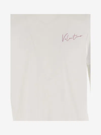 Shop Valentino Cotton T-shirt With Logo In White