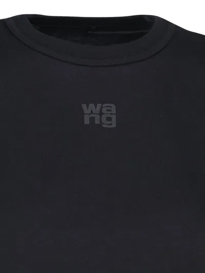 Alexander Wang Essential Jersey Shrunk Tee With Puff Logo Black In Black