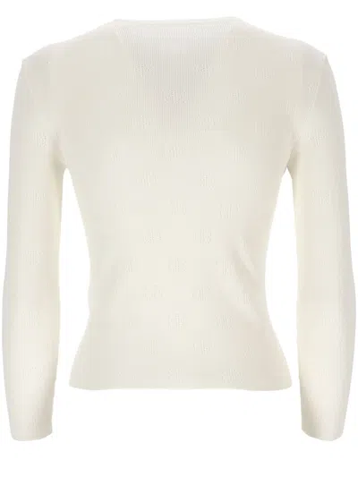 Balenciaga Cropped Sweater With Logo Patch In Wool Blend In White