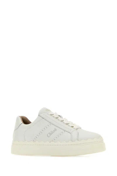 Chloé Lace-up Leather Sneakers In White