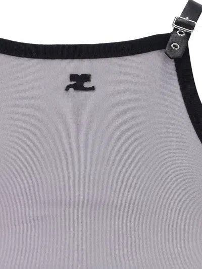 Courrèges Logo Tank Top In Gray