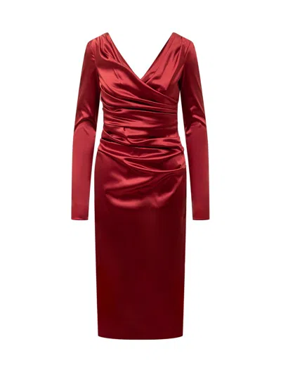 Dolce & Gabbana Woman Midi Dress Red Size 6 Acetate, Polyamide, Elastane In Red