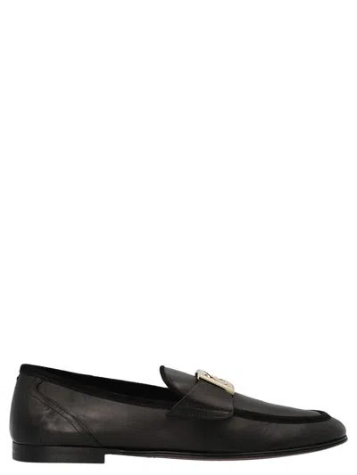 Shop Dolce & Gabbana Ariosto Leather Loafers In Black