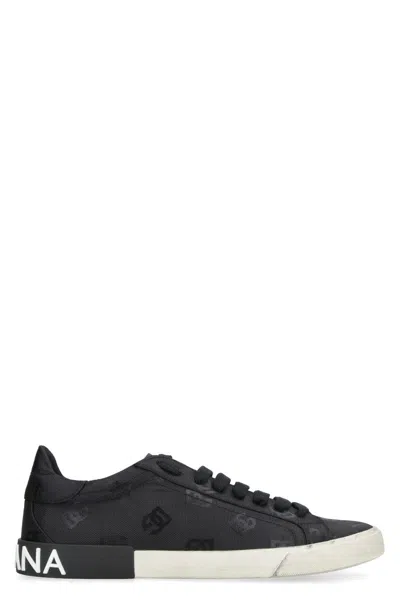 Dolce & Gabbana Low-top Sneakers Vintage Effect In Black