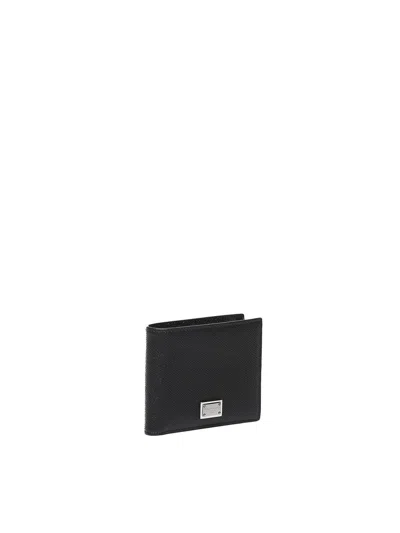 Dolce & Gabbana Black Textured Calf Leather Bi-fold Wallet In Black
