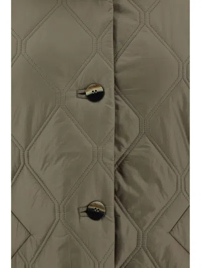 Shop Ganni Quilted Jacket In Green