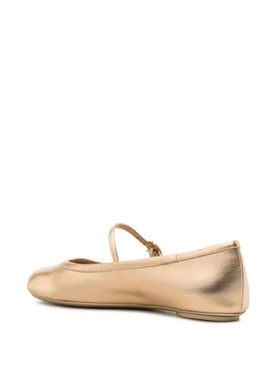 Gianvito Rossi Elegant Ballerina Flats With Ribbon Buckle In Gold